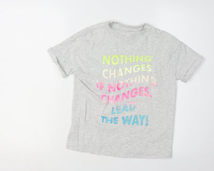 Marks and Spencer Girls Grey Graphic T-Shirt 8-9 Years