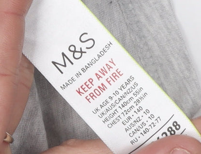 Marks and Spencer Girls Grey Graphic T-Shirt 8-9 Years