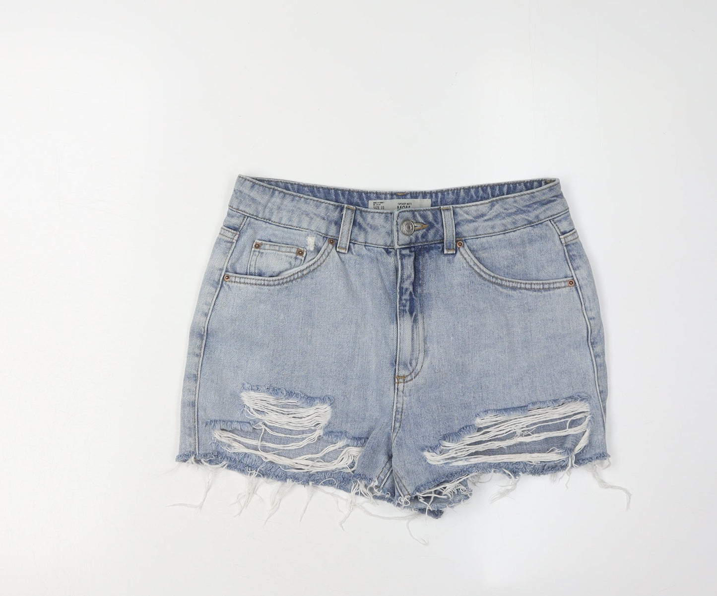 Topshop Women's Blue Cut-Off Denim Shorts Size 10