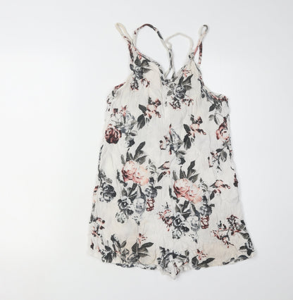 Women's Multicoloured Floral Playsuit, Size 12, Viscose