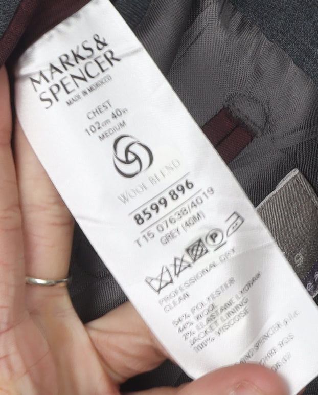 Mens UK Size 40 Marks and Spencer Regular Grey Suit Jacket