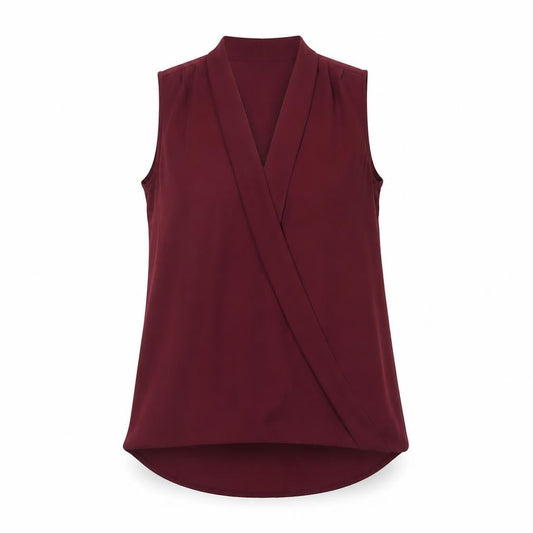 Womens UK Size 10 New Look Red Wrap Blouse