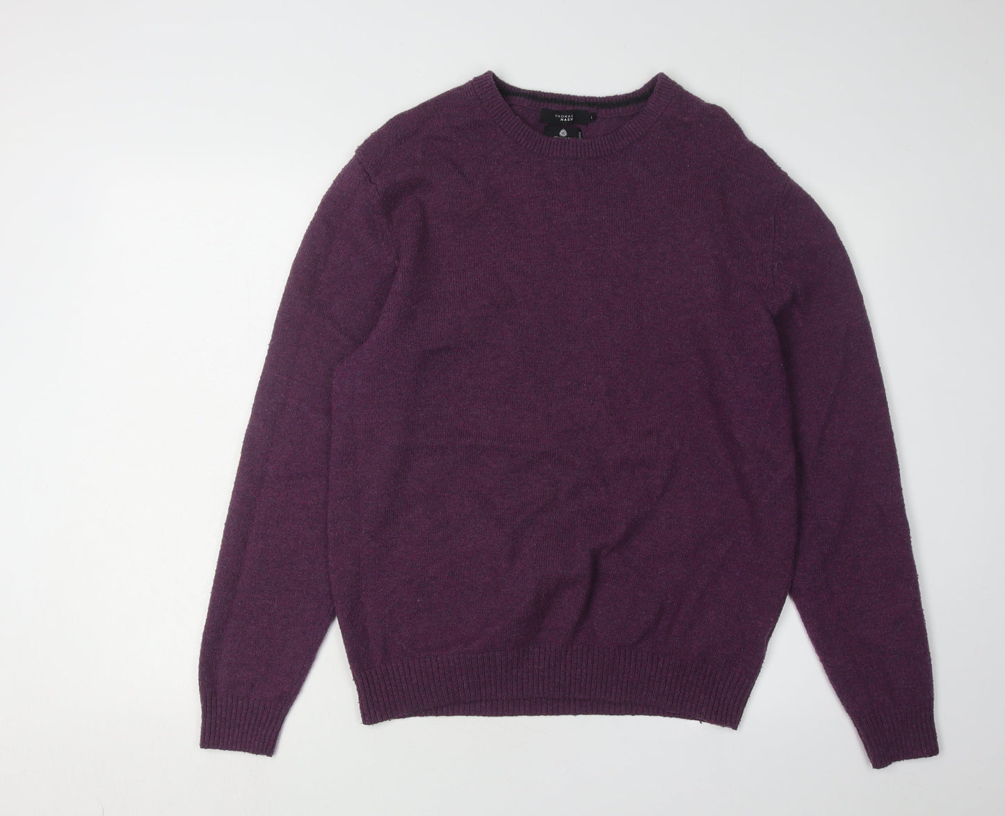 Thomas Nash Men's Purple Pullover L Wool Blend Jumper