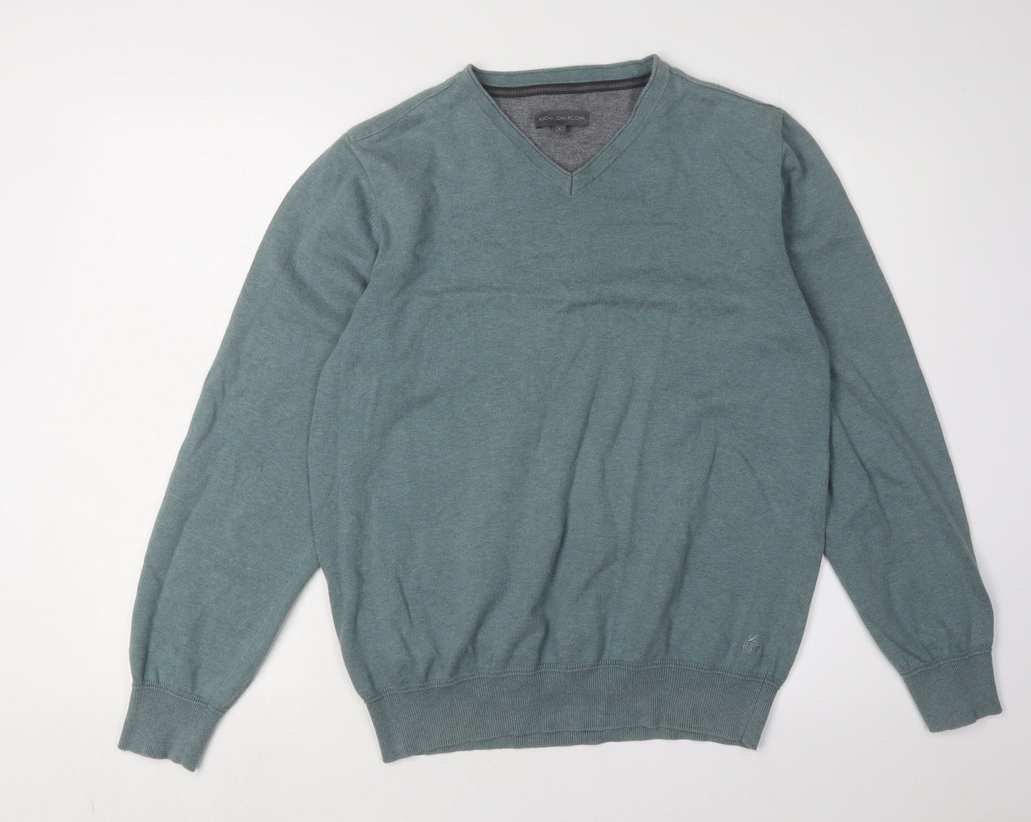 Rocha John Rocha Men's Green V-Neck Pullover Jumper L
