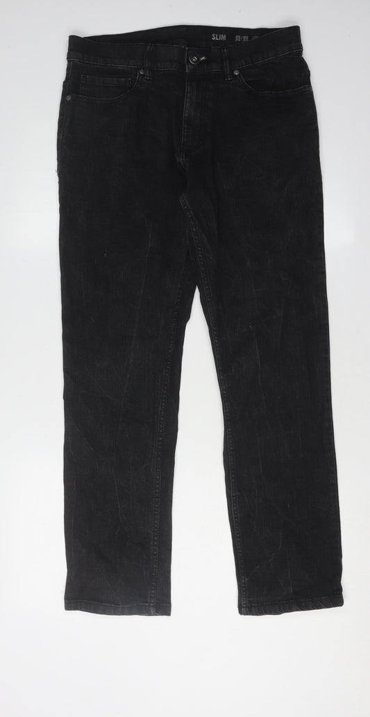 F&F Men's Black Slim Jeans 32/30 Dark Wash