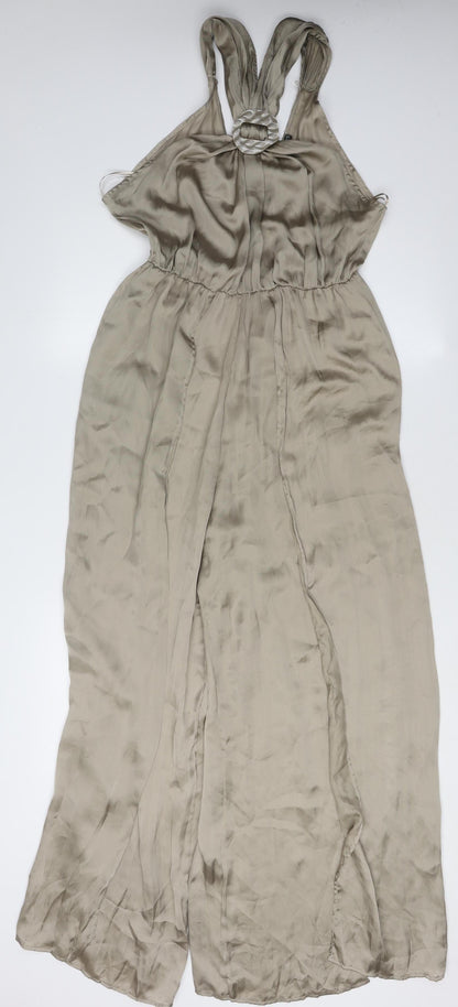 Zara Women's Beige XS Sleeveless Wide-Leg Jumpsuit