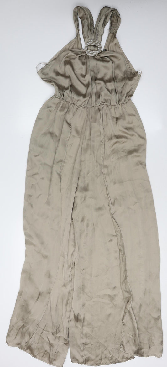 Zara Women's Beige XS Sleeveless Wide-Leg Jumpsuit