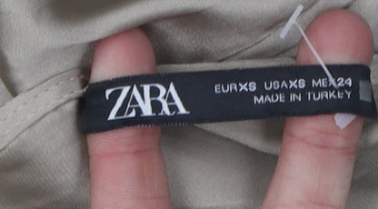 Zara Women's Beige XS Sleeveless Wide-Leg Jumpsuit