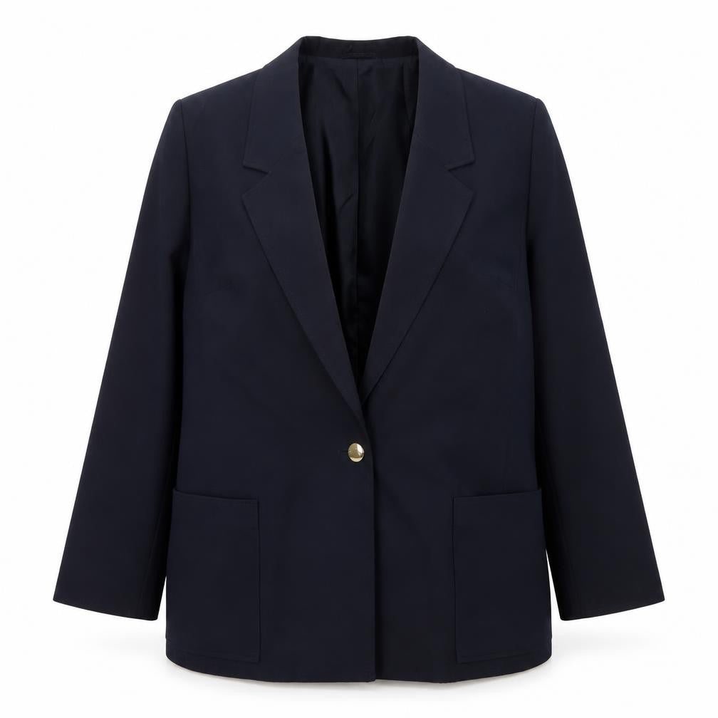 Front view of RAVENS unisex blue blazer, size 16, formal