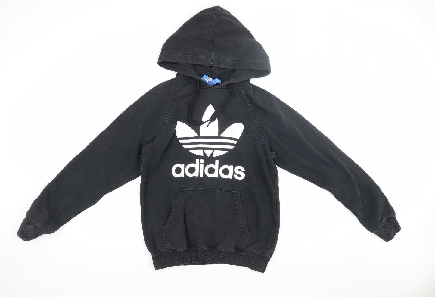 Adidas Unisex Black Pullover Hoodie, Size 10