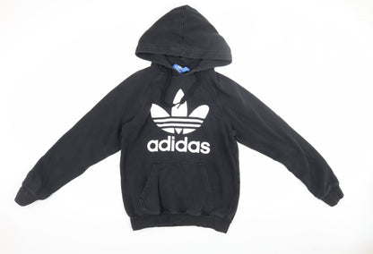 Adidas Unisex Black Pullover Hoodie, Size 10