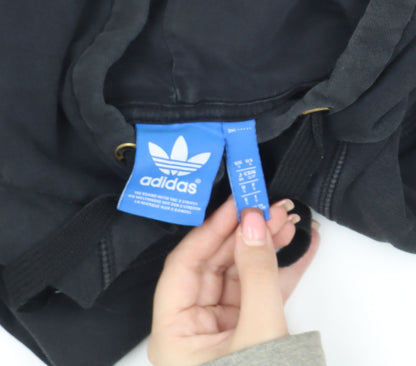 Adidas Unisex Black Pullover Hoodie, Size 10