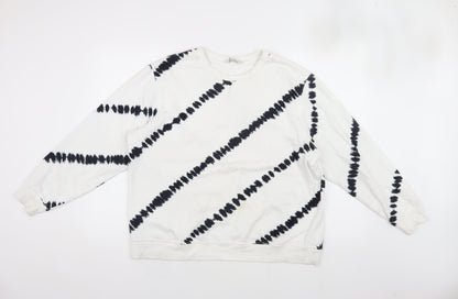 Marks & Spencer Women's White Tie-Dye Pullover Sweatshirt L