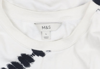 Marks & Spencer Women's White Tie-Dye Pullover Sweatshirt L