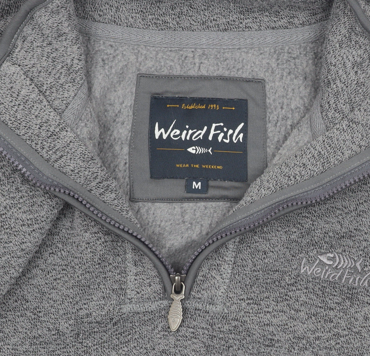 Weird Fish Men's Grey 1/4 Zip Sweatshirt - Medium