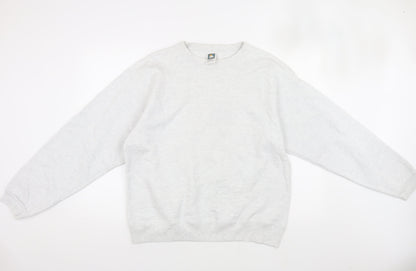Cotton Deluxe Men's White Pullover Sweatshirt L