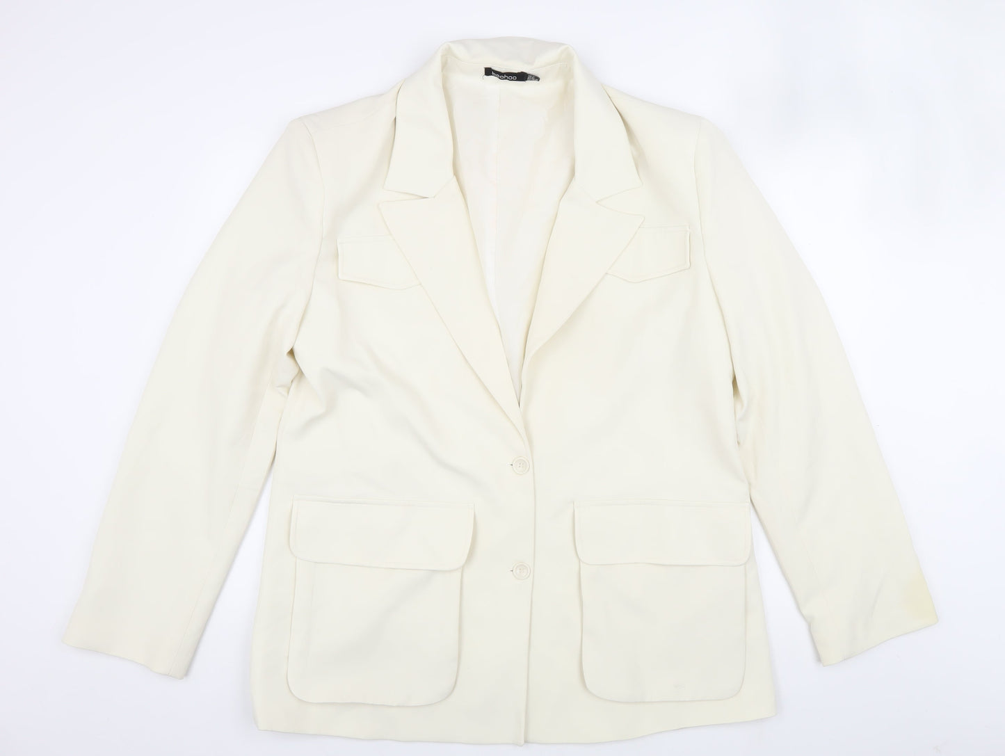 Boohoo Women's Ivory Blazer Size 12 Formal Spring