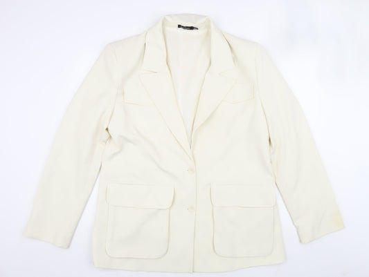 Boohoo Women's Ivory Blazer Size 12 Formal Spring