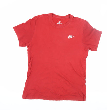 Nike Men's Red Small T-Shirt, Short Sleeve, Logo Accent