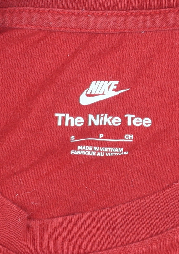 Nike Men's Red Small T-Shirt, Short Sleeve, Logo Accent