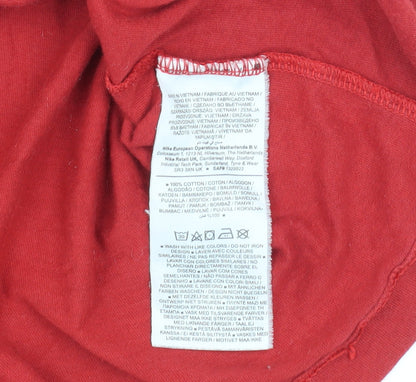 Nike Men's Red Small T-Shirt, Short Sleeve, Logo Accent