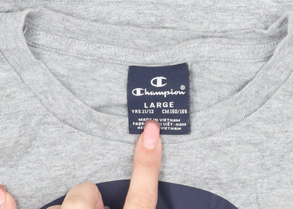 Champion Boys Grey Graphic Long Sleeve T-Shirt Size L