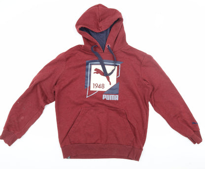 Mens UK Size M PUMA Red Pullover Hoodie