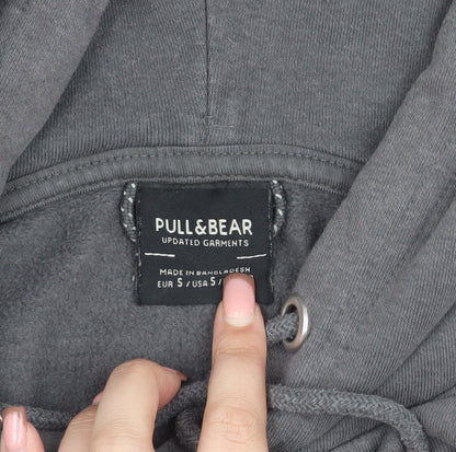 Mens UK Size S Pull & Bear Grey Pullover Hoodie