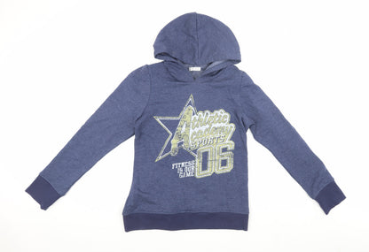 Topshop Women's Blue Graphic Hoodie Size 12
