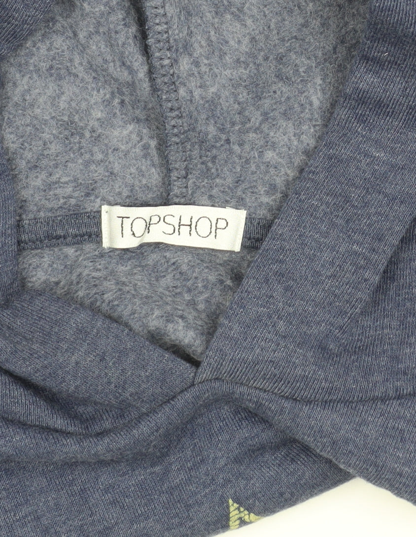 Topshop Women's Blue Graphic Hoodie Size 12