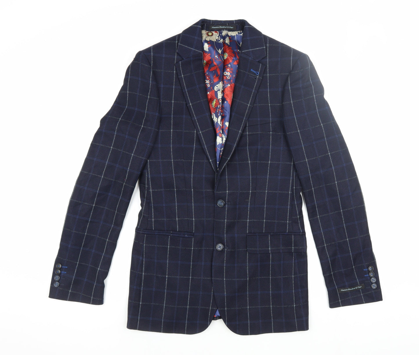 Nineteen Hundred & Four Blue Check Men's Blazer 34R Slim Fit