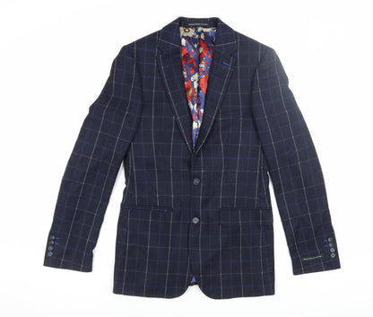 Nineteen Hundred & Four Blue Check Men's Blazer 34R Slim Fit
