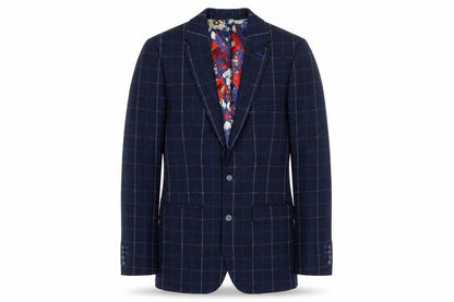 Nineteen Hundred & Four Blue Check Men's Blazer 34R Slim Fit