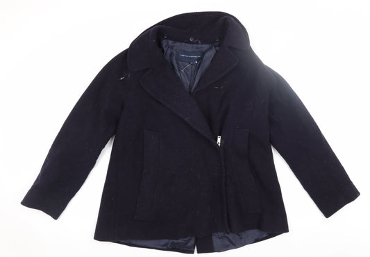 French Connection Women's Black Wool Pea Coat Size 8