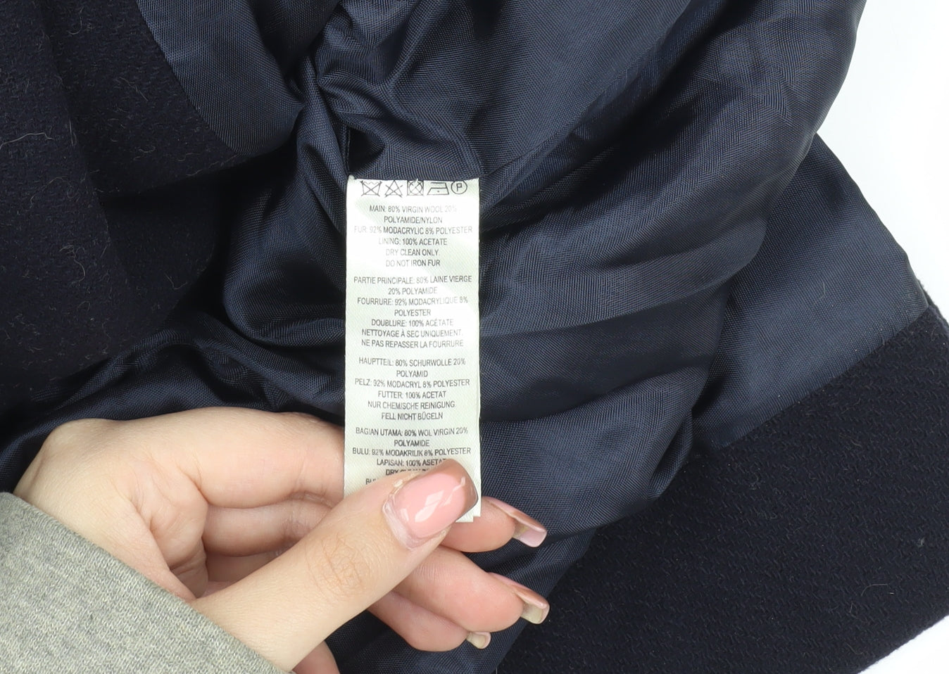 Womens UK Size 8 French Connection Black Pea Coat