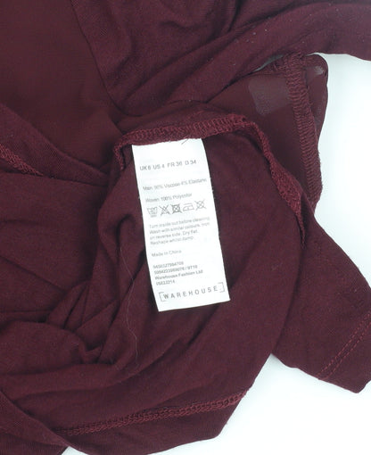 Womens UK Size 8 Warehouse Red Basic Blouse