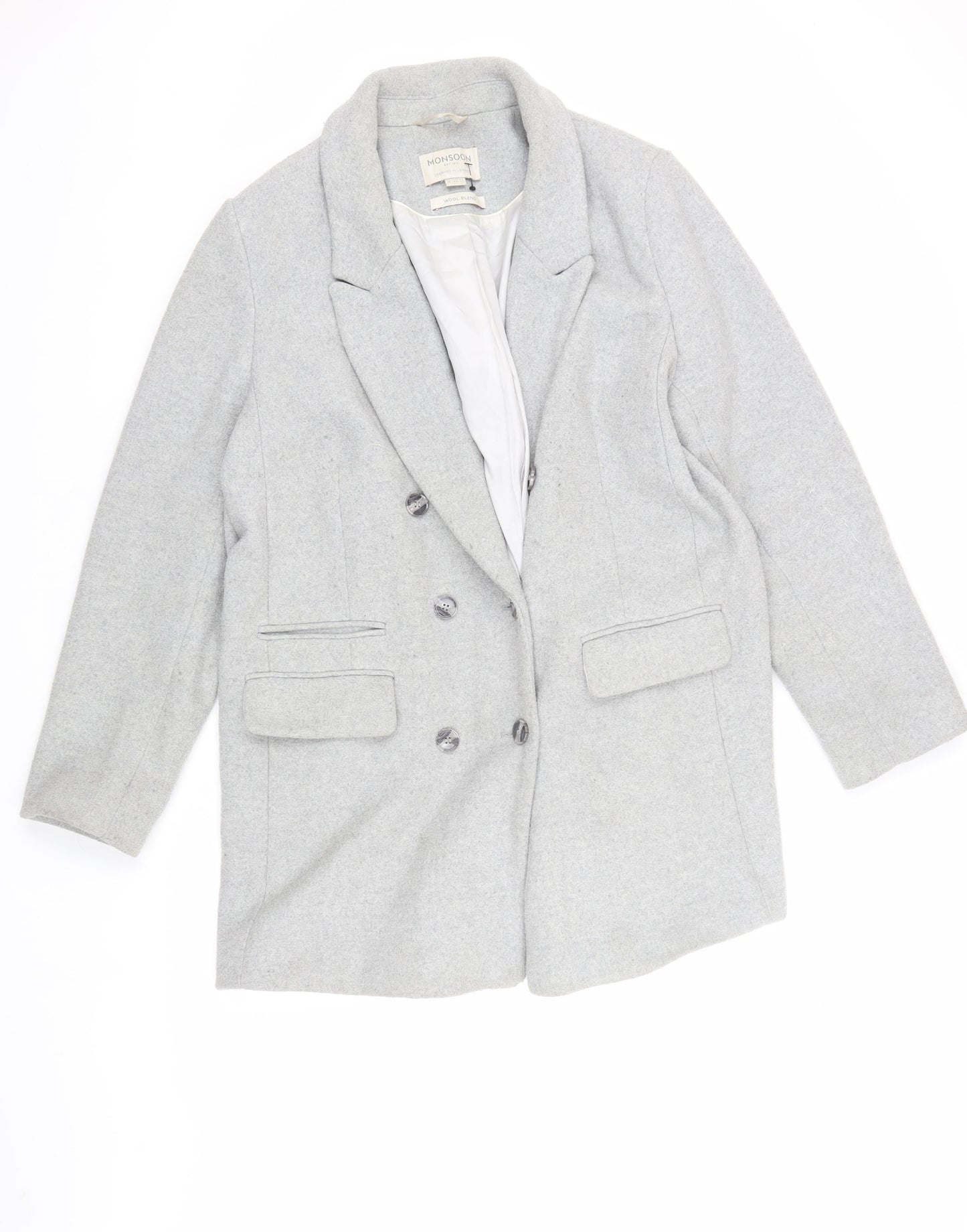 Womens UK Size 16 Monsoon Grey Overcoat