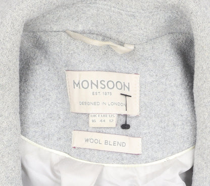 Womens UK Size 16 Monsoon Grey Overcoat