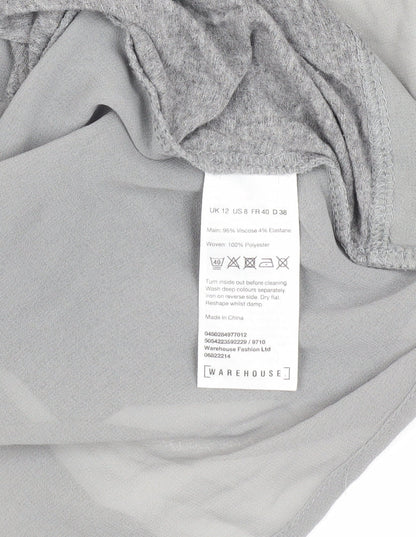 Womens UK Size 12 Warehouse Grey Basic Blouse