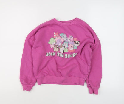 Squishmallows Girls Pink Cartoon Pullover Sweatshirt M