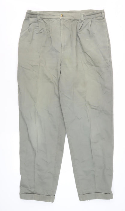 Mens UK Size 36 Cotton Traders Classic Fit Chino Grey Trousers