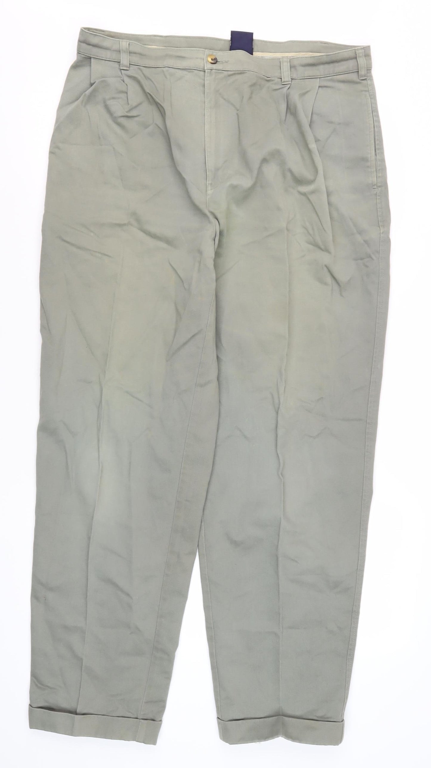 Mens UK Size 36 Cotton Traders Classic Fit Chino Grey Trousers