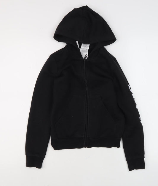 Additional front view of adidas boys’ black full zip hoodie, 9-10 years, hooded
