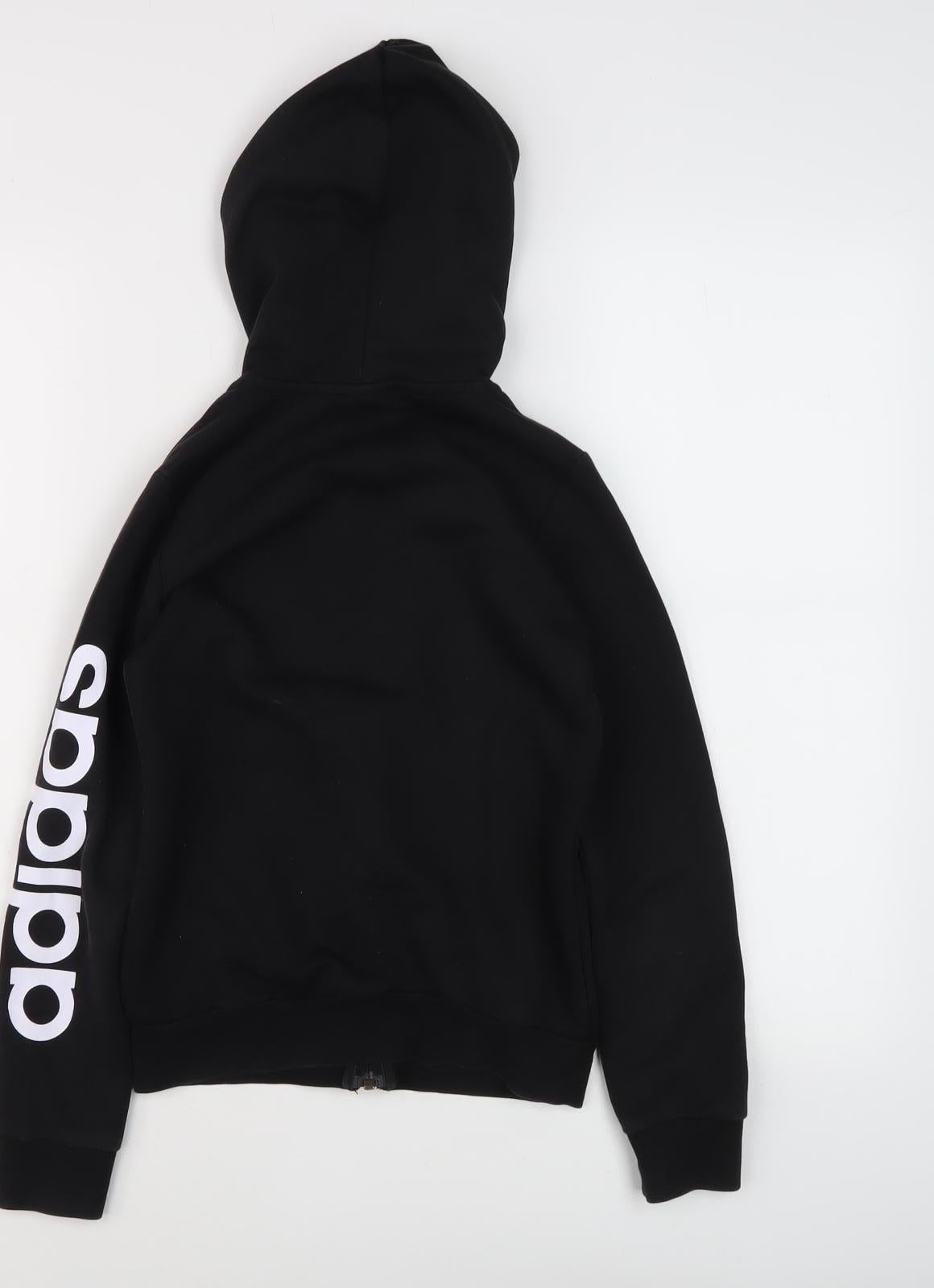 adidas Boys Black Full Zip Hoodie, 9-10 Years, Hooded