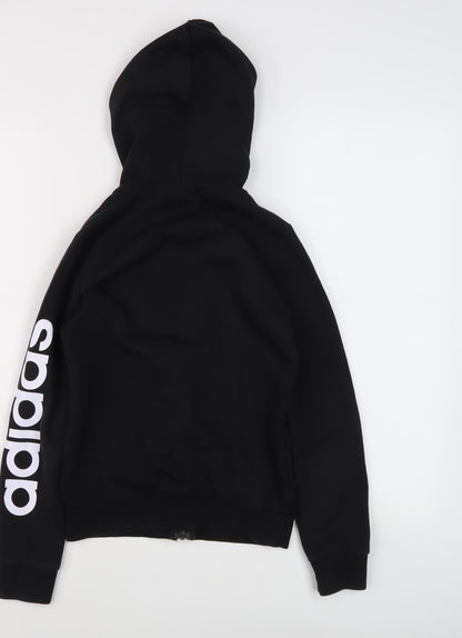 adidas Boys Black Full Zip Hoodie, 9-10 Years, Hooded