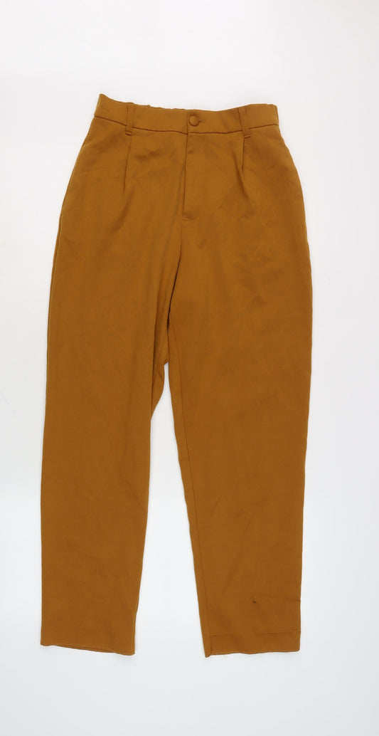 Womens UK Size 11 Zara Regular Fit Cropped Brown Trousers