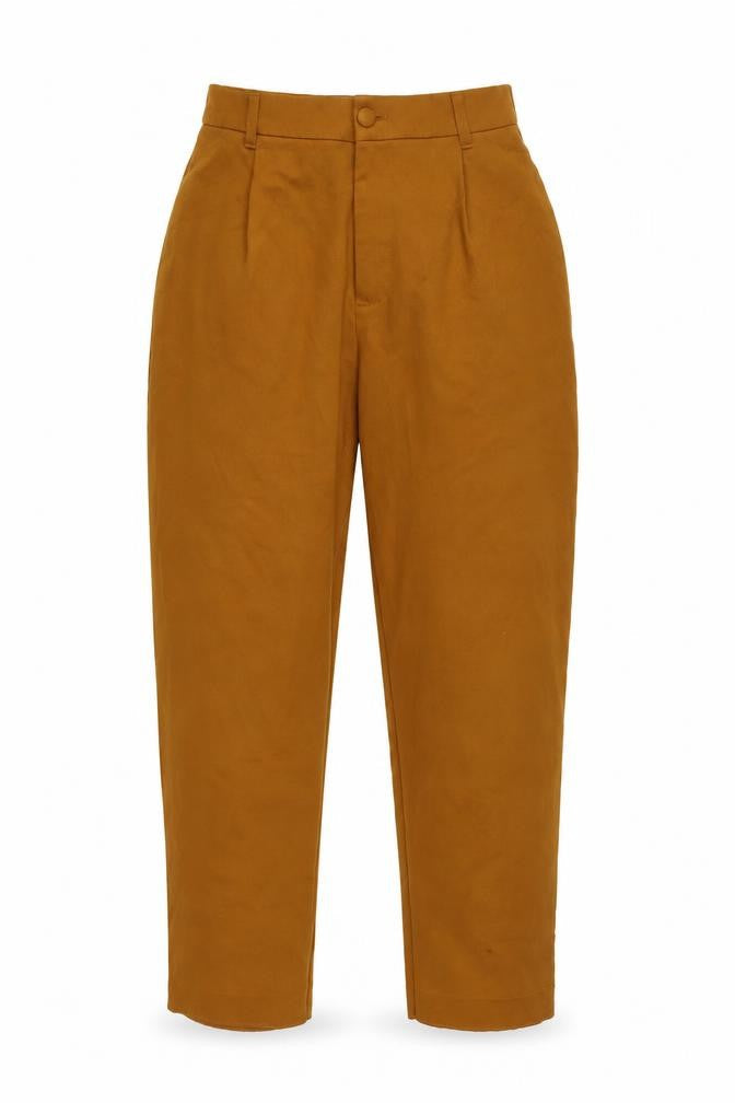 Womens UK Size 11 Zara Regular Fit Cropped Brown Trousers