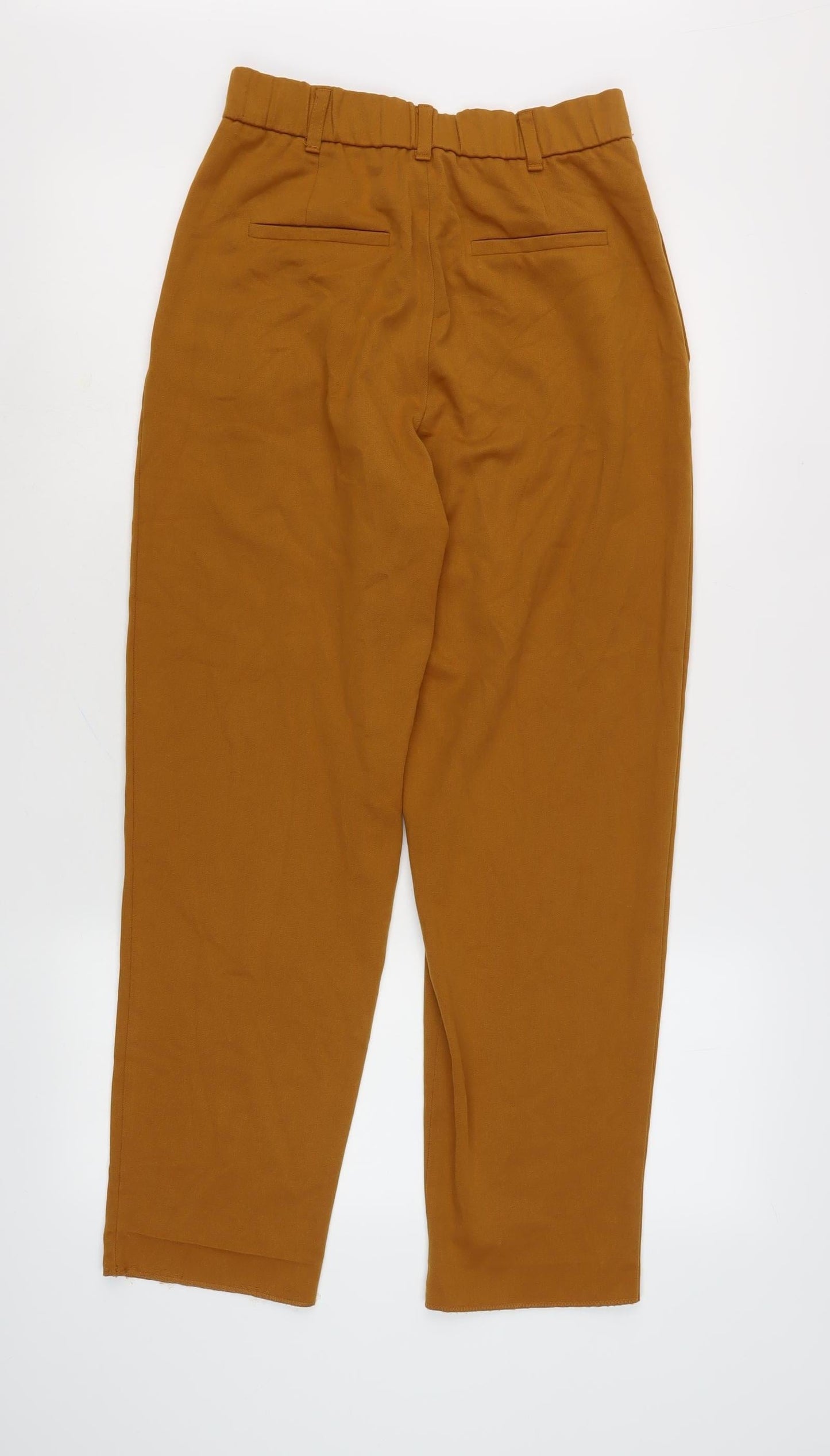 Womens UK Size 11 Zara Regular Fit Cropped Brown Trousers