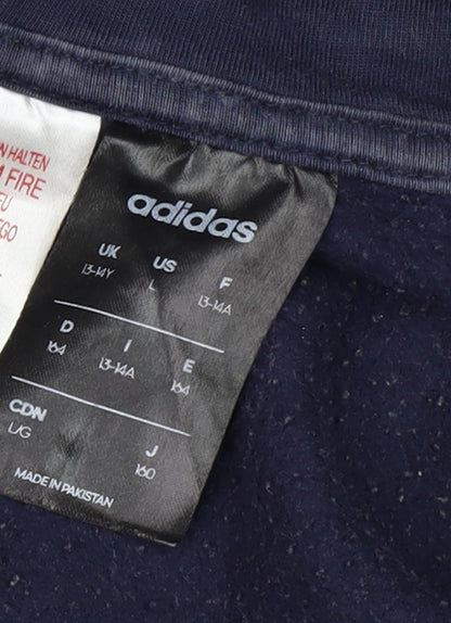 Adidas Boys Blue Full Zip Hoodie Size 13-14 Years