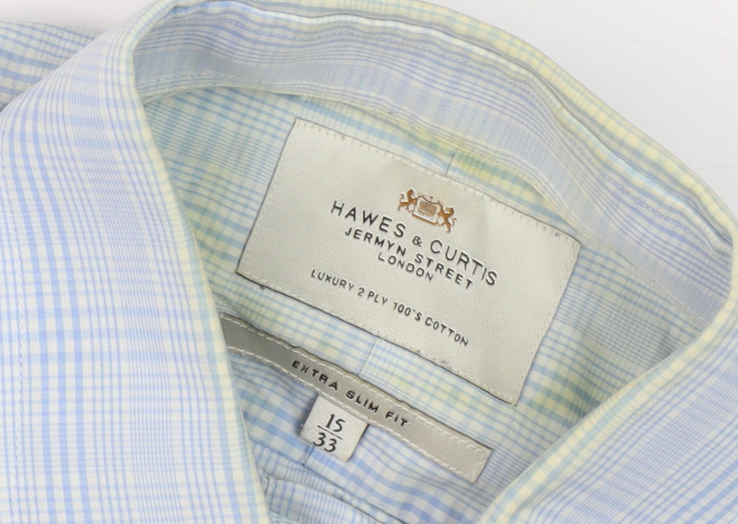 Hawes & Curtis Men's Blue Check Extra-Slim Shirt